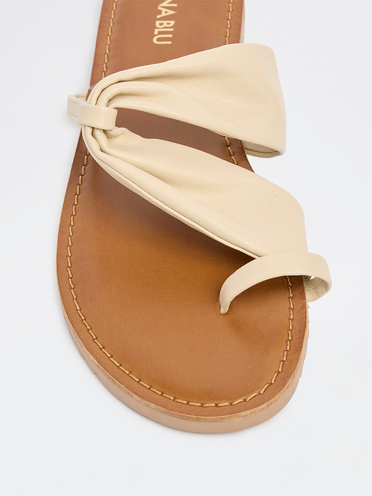 LUNA BLU Cream Knot-Detail Slides