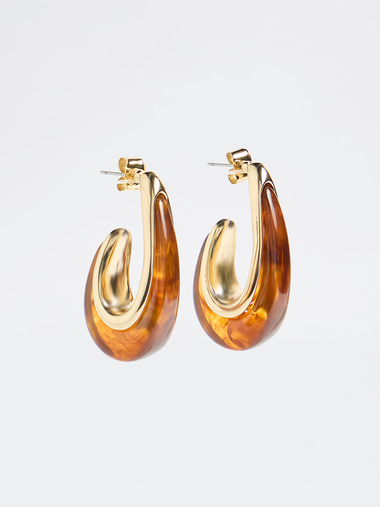 Westside Accessories Brown Statement Resin Hoop Earrings