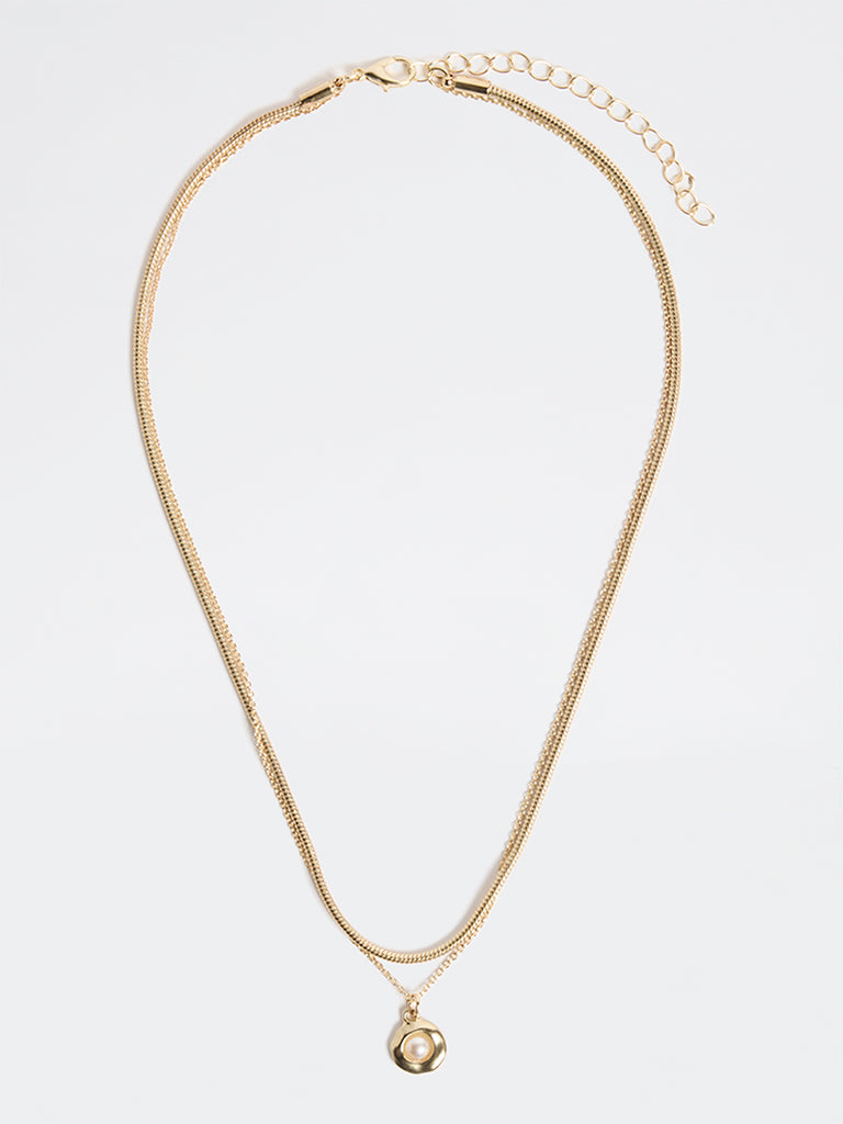 Westside Accessories Gold Pearlescent Pendant Necklace