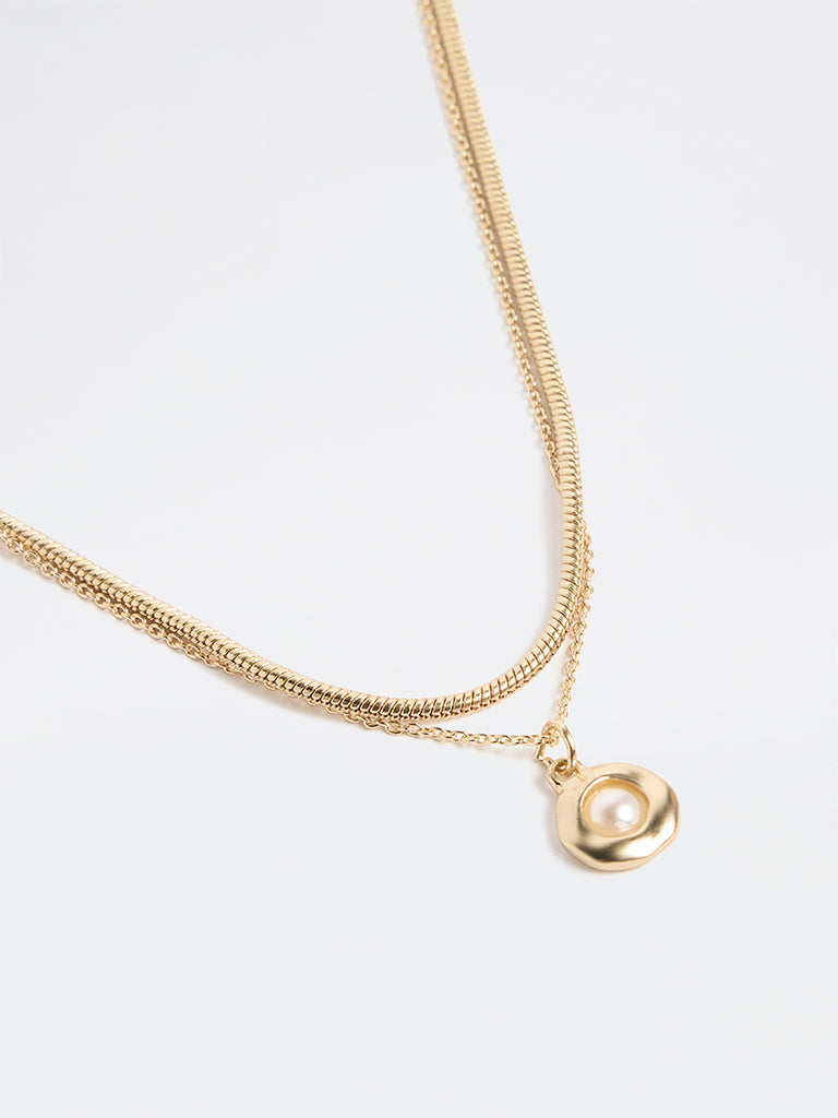 Westside Accessories Gold Pearlescent Pendant Necklace