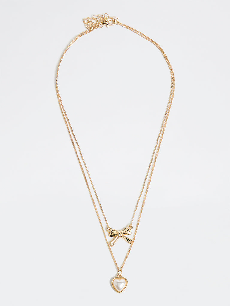 Westside Accessories Gold Dual Pendant Layered Necklace Set