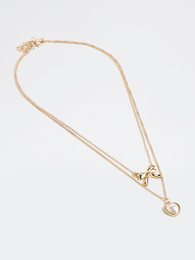 Westside Accessories Gold Dual Pendant Layered Necklace Set