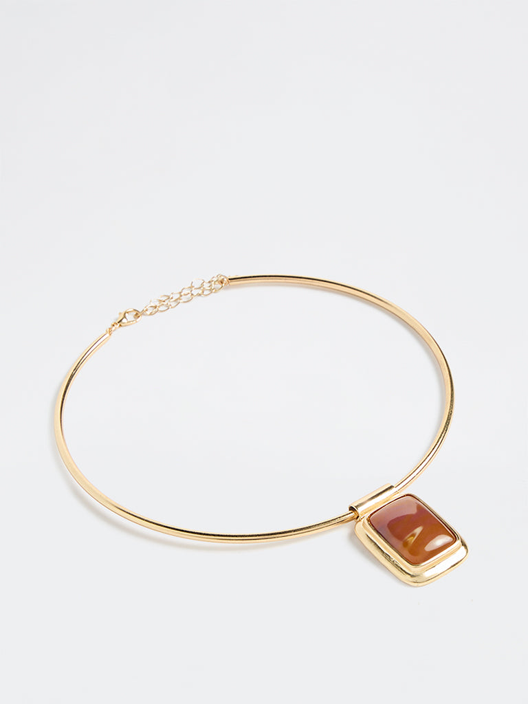 Westside Accessories Brown Resin Pendant Collar Necklace