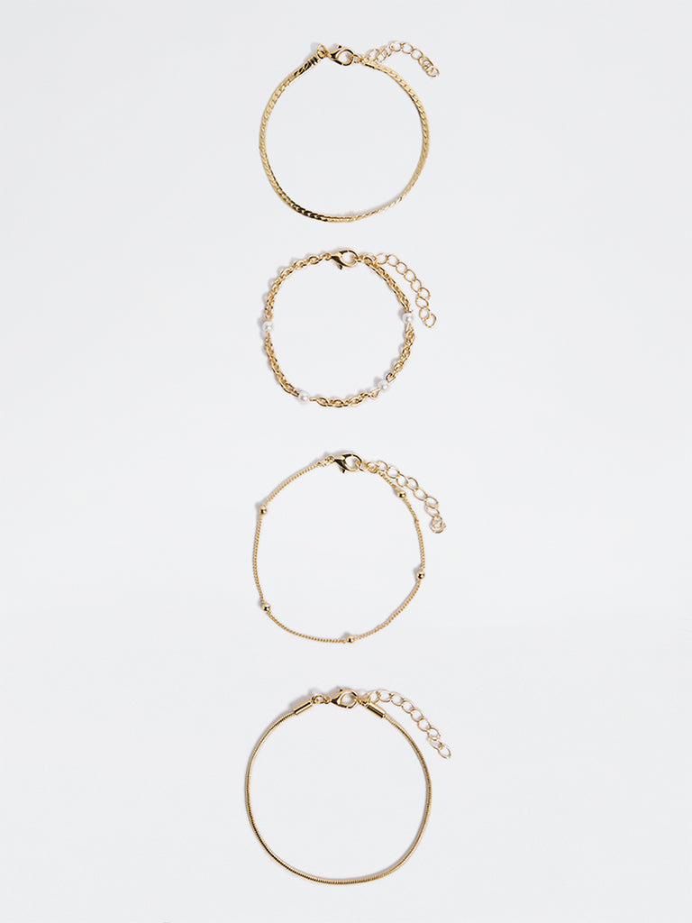 Westside Accessories Gold Multi-Chain Bracelets - Pack of 4