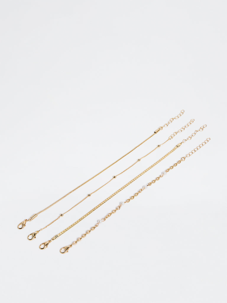 Westside Accessories Gold Multi-Chain Bracelets - Pack of 4
