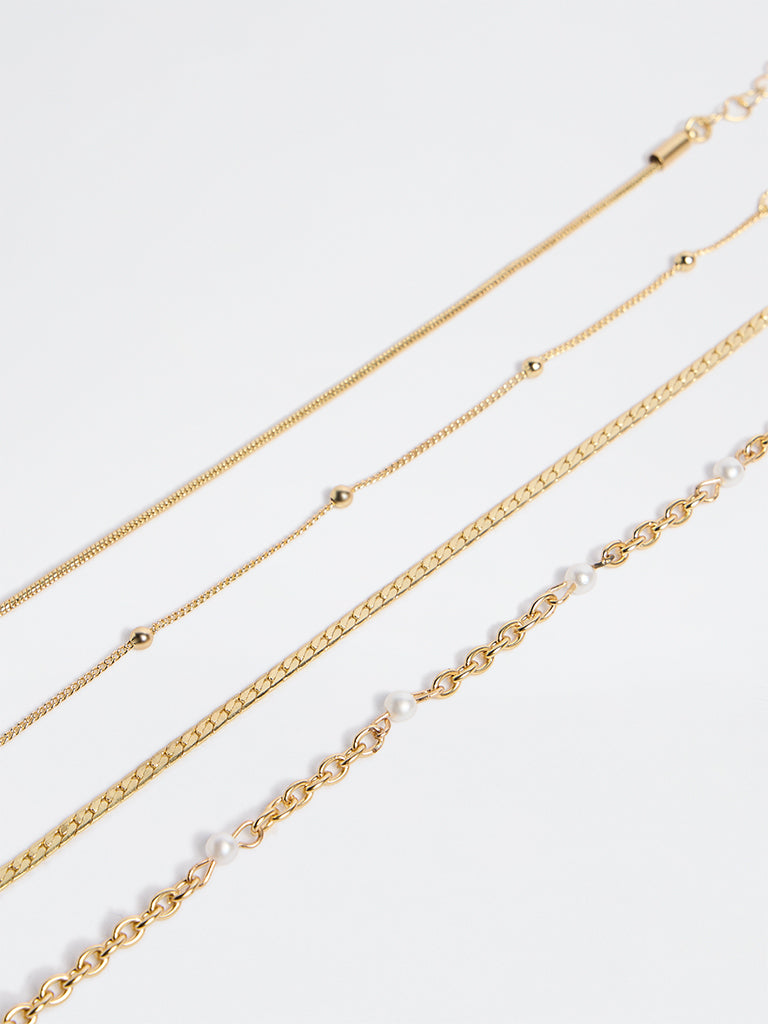 Westside Accessories Gold Multi-Chain Bracelets - Pack of 4