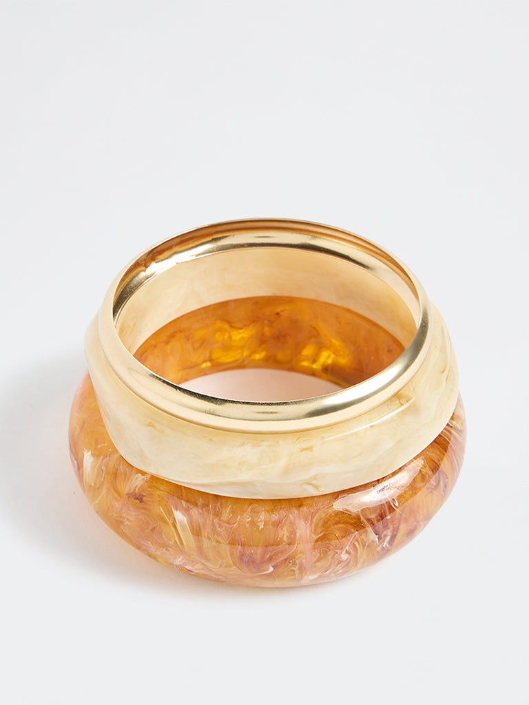 Westside Accessories Multicolour Resin and Metal Bangles - Pack of 3