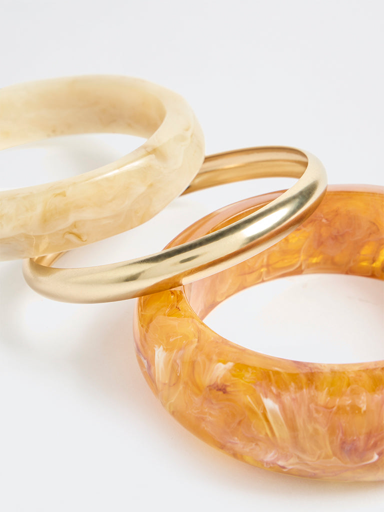 Westside Accessories Multicolour Resin and Metal Bangles - Pack of 3