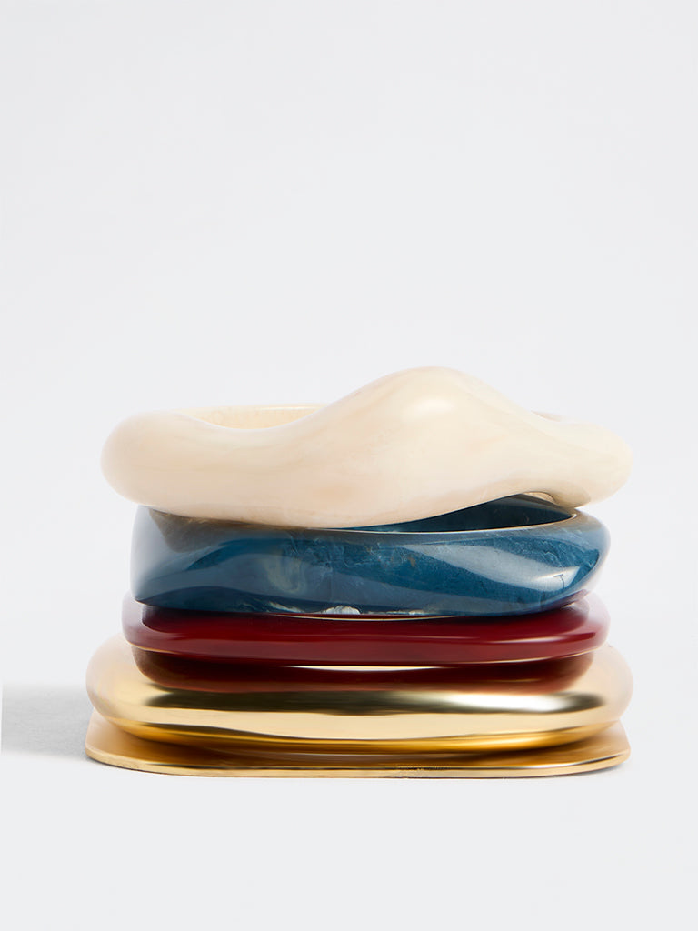 Westside Accessories Multicolour Resin and Metal Bangles - Pack of 5