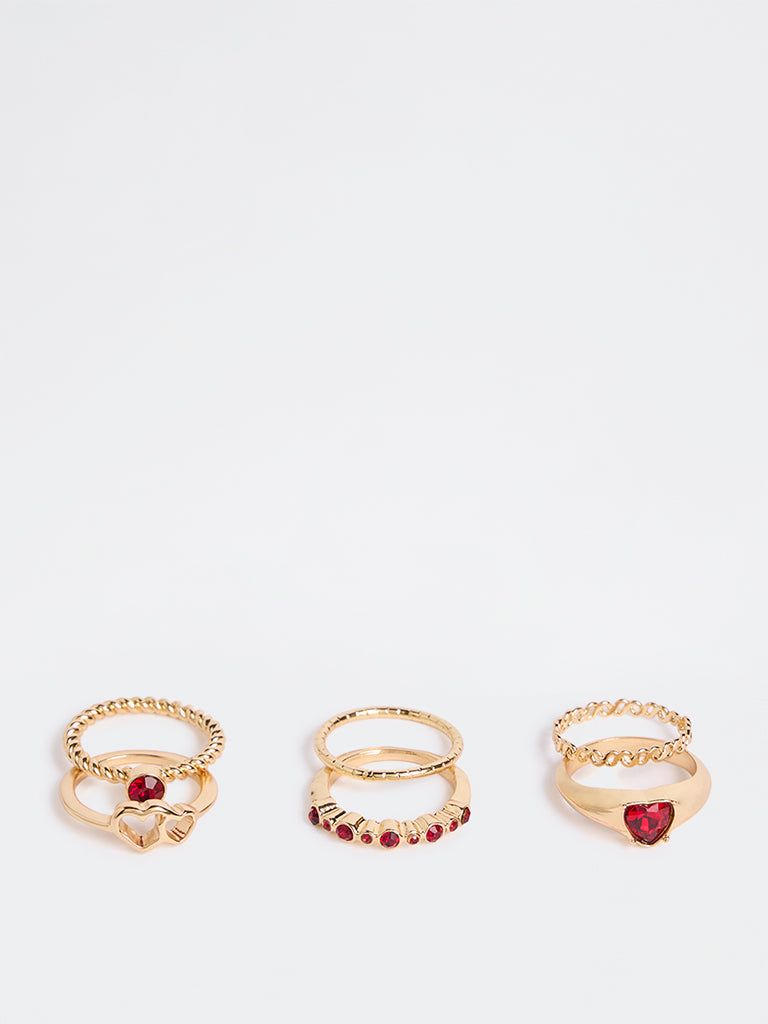 Westside Accessories Gold Textured Rings - Pack of 6