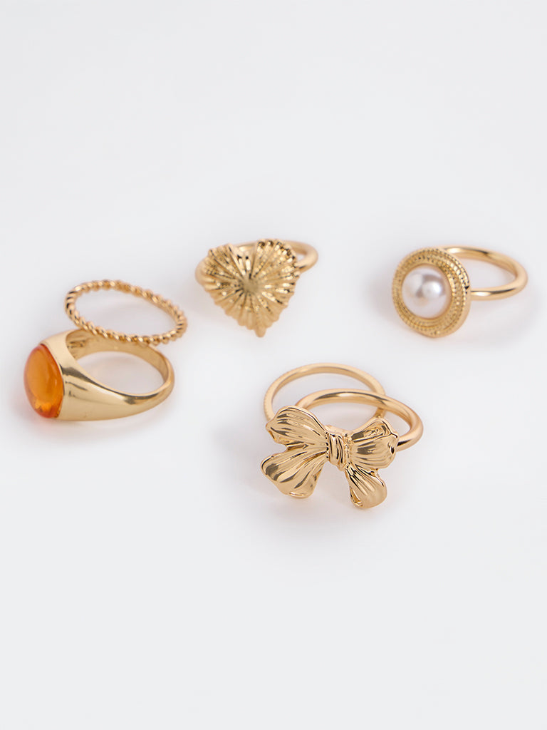Westside Accessories Gold Motif Rings - Pack of 6