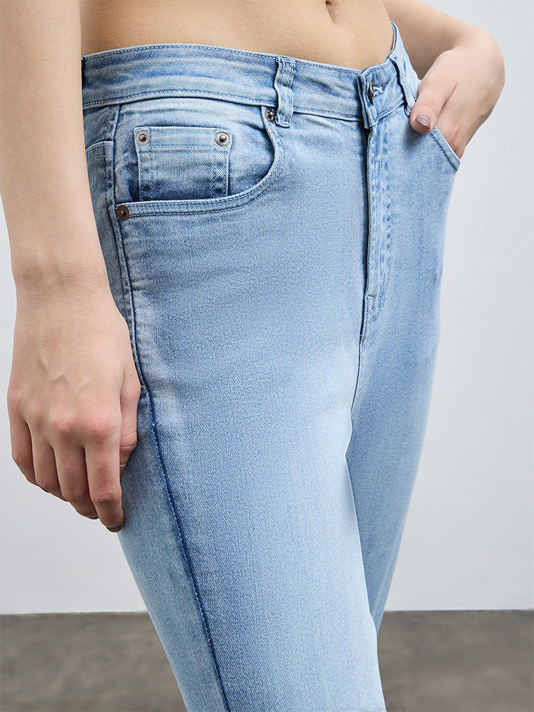 Nuon Light Blue Faded High-Rise Jeans