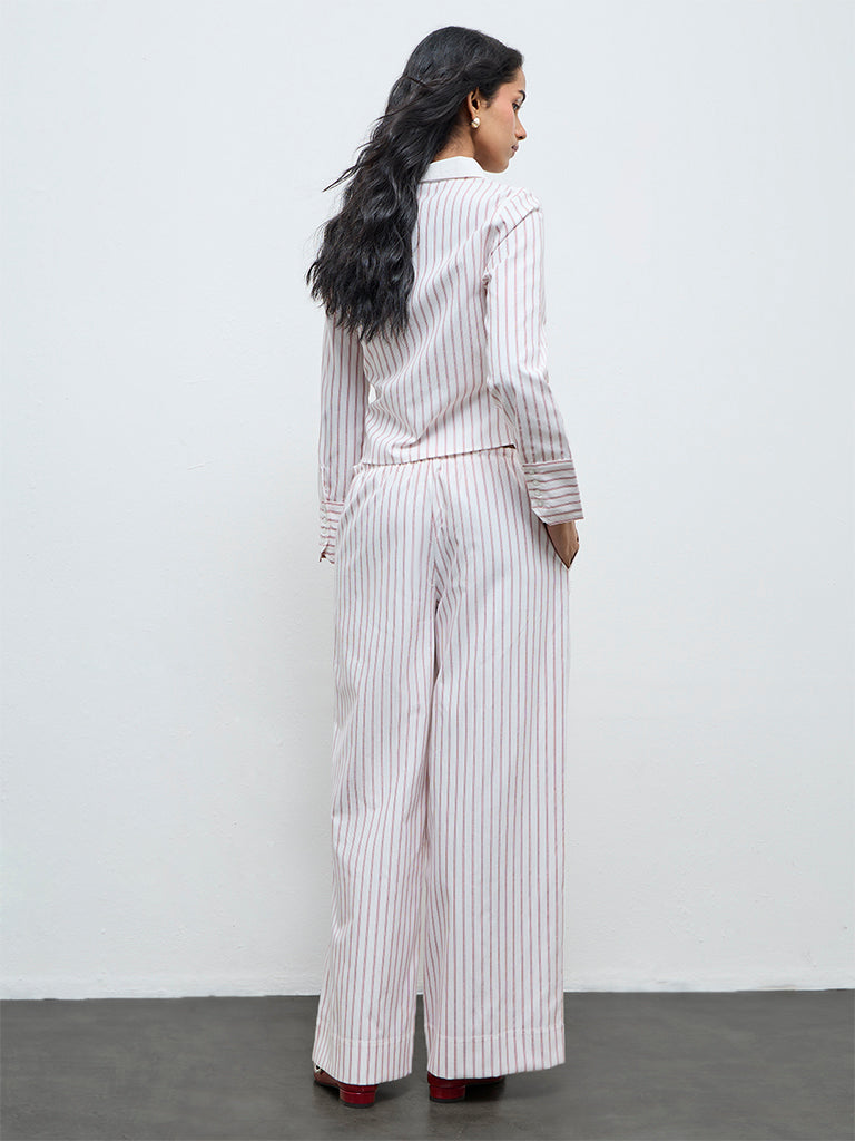 Nuon Red Striped High-Rise Cotton Pants