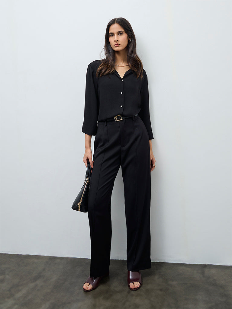 Wardrobe Black Solid Shirt