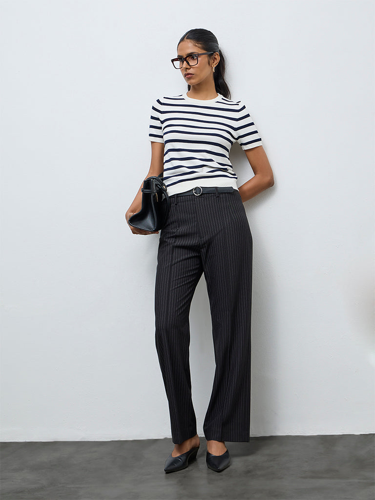 Wardrobe White Striped T-Shirt