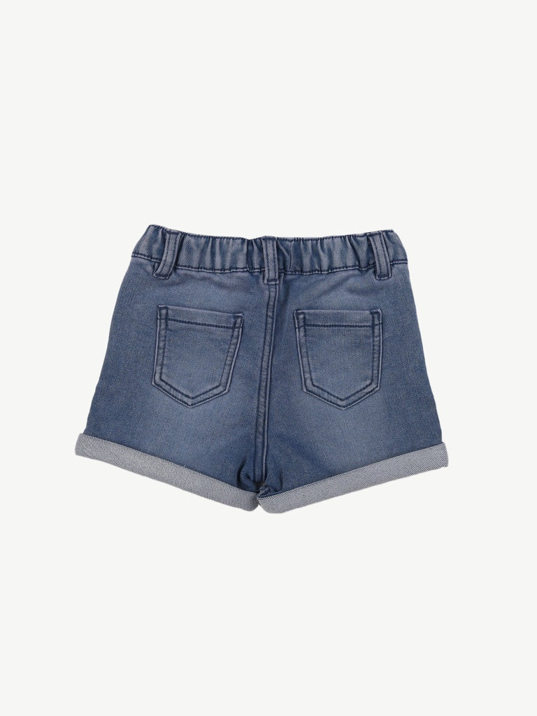 HOP Baby Girls Light Blue Embroidered Denim Shorts
