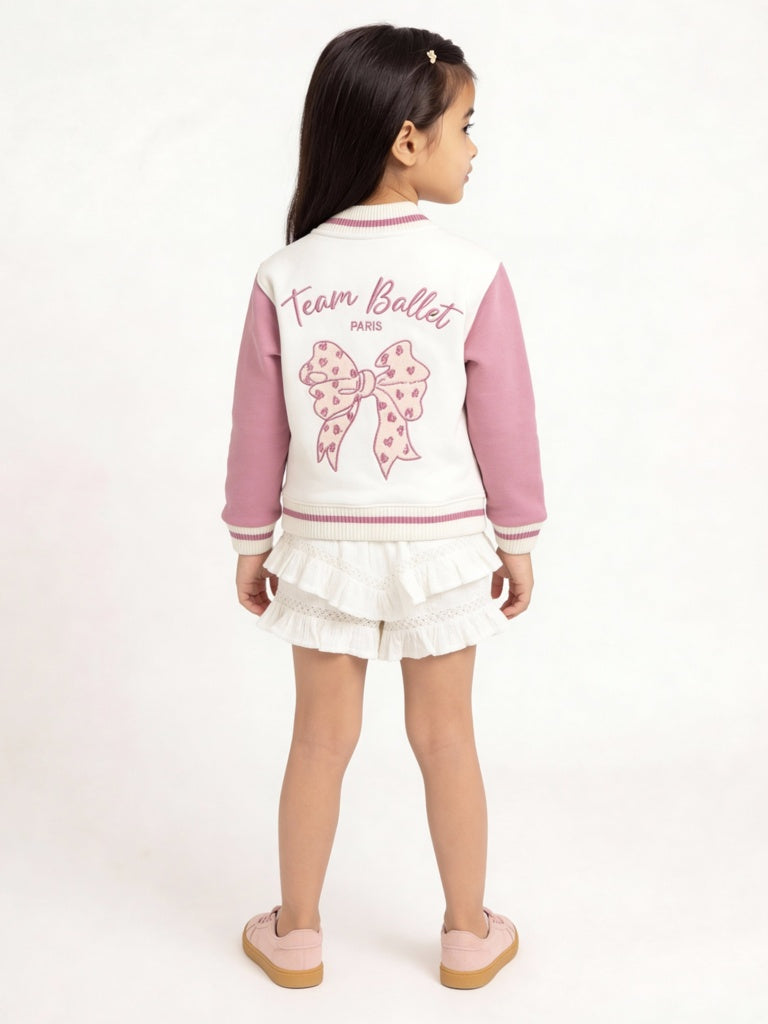 HOP Kids Girls Off-White Cotton-Blend High-Rise Skirt