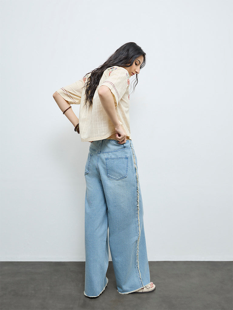Bombay Paisley Light Blue High-Rise Jeans