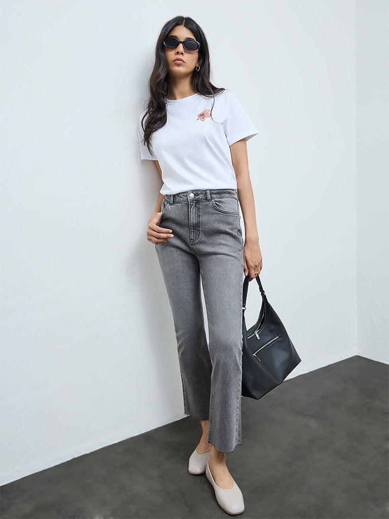 LOV Grey Faded Bootcut High-Rise Jeans