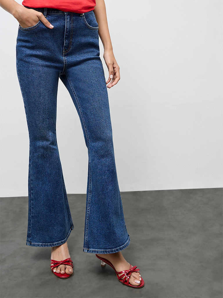 LOV Dark Blue High-Rise Bootcut Jeans