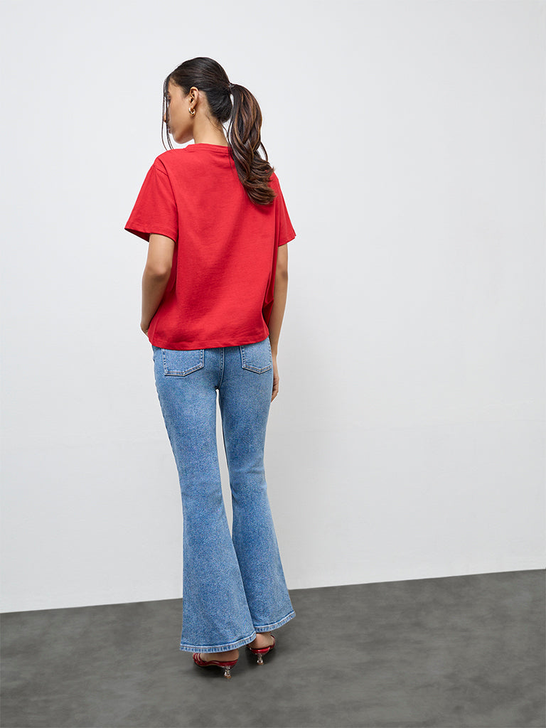 LOV Blue High-Rise Bootcut Jeans