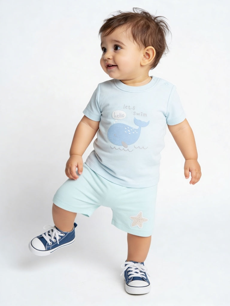 HOP Baby Boys Multicolour Mid-Rise Cotton Shorts - Pack of 3
