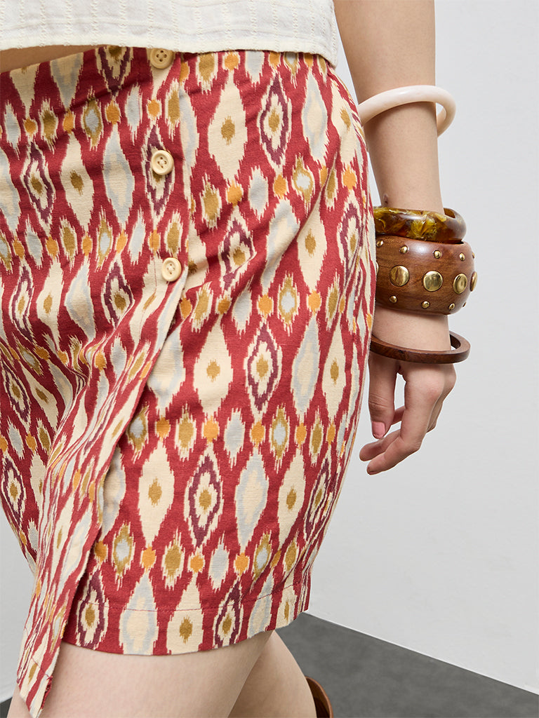 Bombay Paisley Red Printed Cotton Skorts
