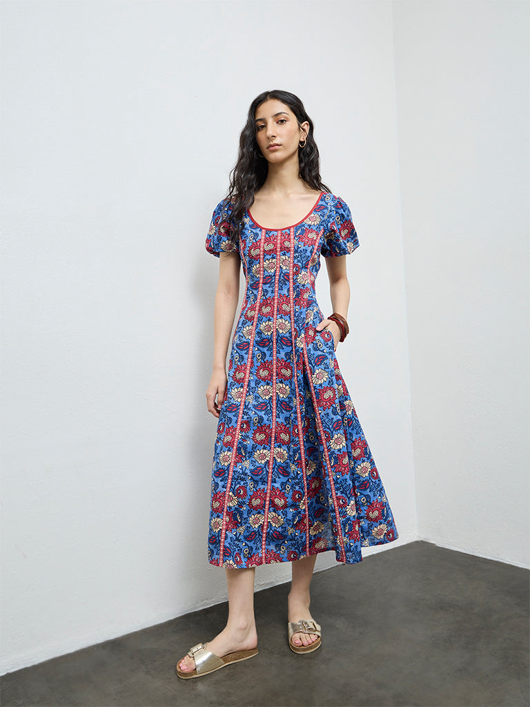 Buy Bombay Paisley Blue Floral Cotton-Blend A-Line Dress from Westside Buy Bombay Paisley Blue Floral Cotton-Blend A-Line Dress from Westside