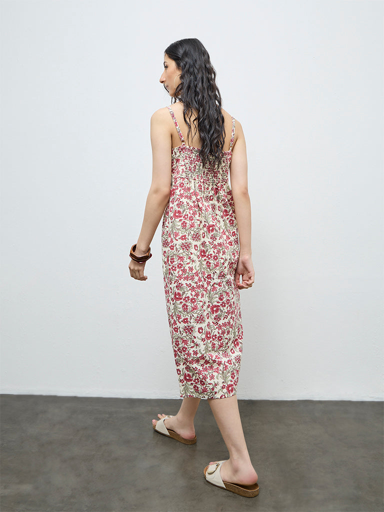 Bombay Paisley Off-White Floral Cotton Straight Dress