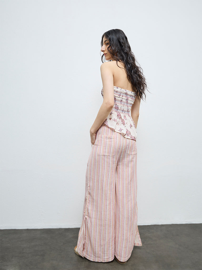 Bombay Paisley Pink Striped Cotton Pants