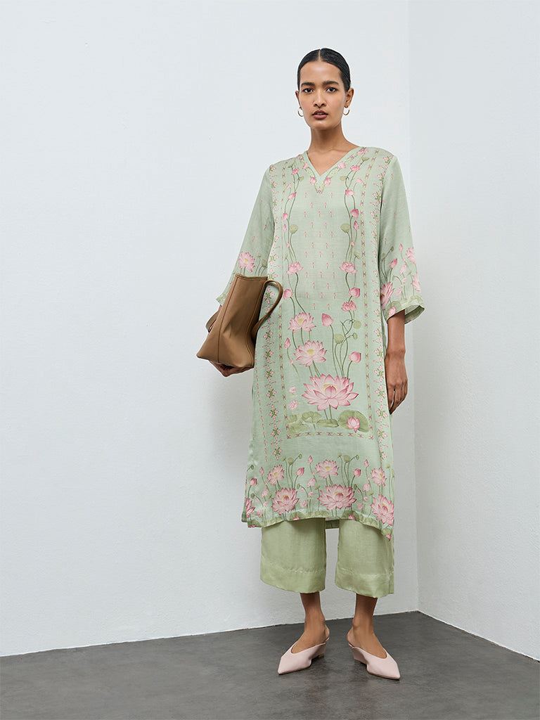 Zuba Green Solid Pants