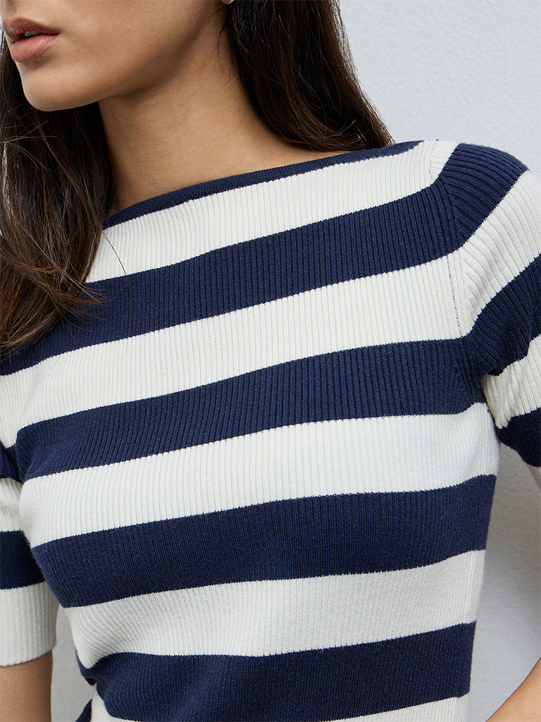 Wardrobe Navy Striped Bodycon Dress