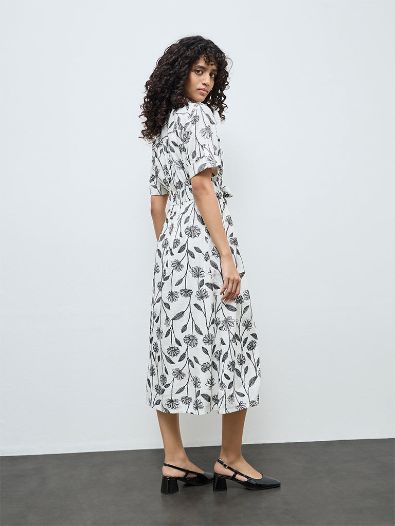 LOV Off-White Floral Printed Shirt Dress
