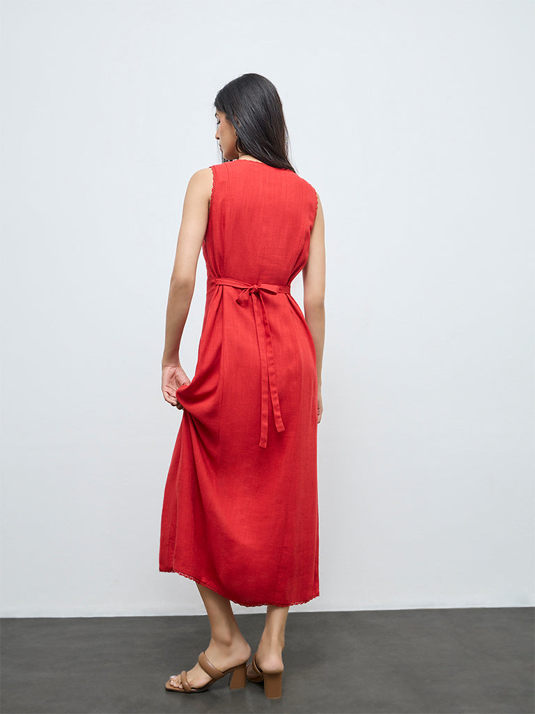 LOV Red Solid A-Line Dress