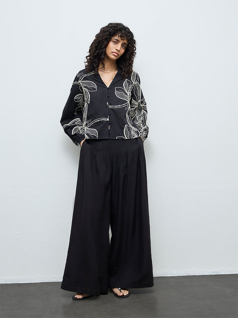 LOV Black High-Rise Flared Pants