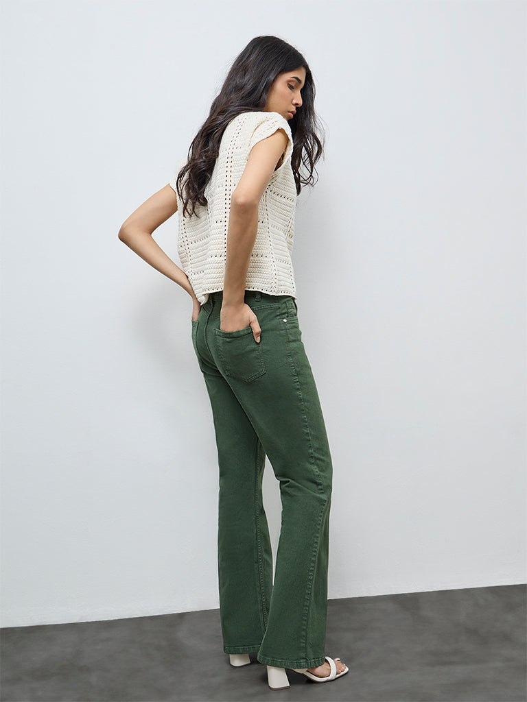 LOV Olive Solid High-Rise Jeans