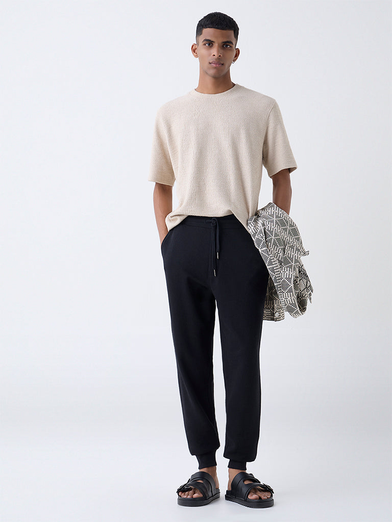 ETA Black Relaxed-Fit Mid-Rise Cotton-Blend Joggers