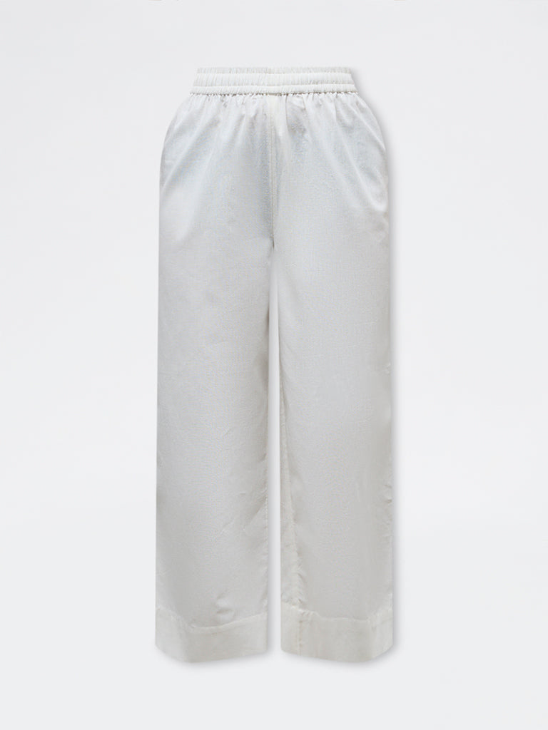 Zuba Off-White Solid Cotton-Blend Pants