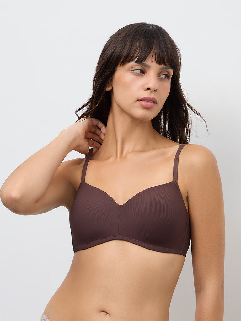 Wunderlove Dark Brown Ribbed Padded Bra