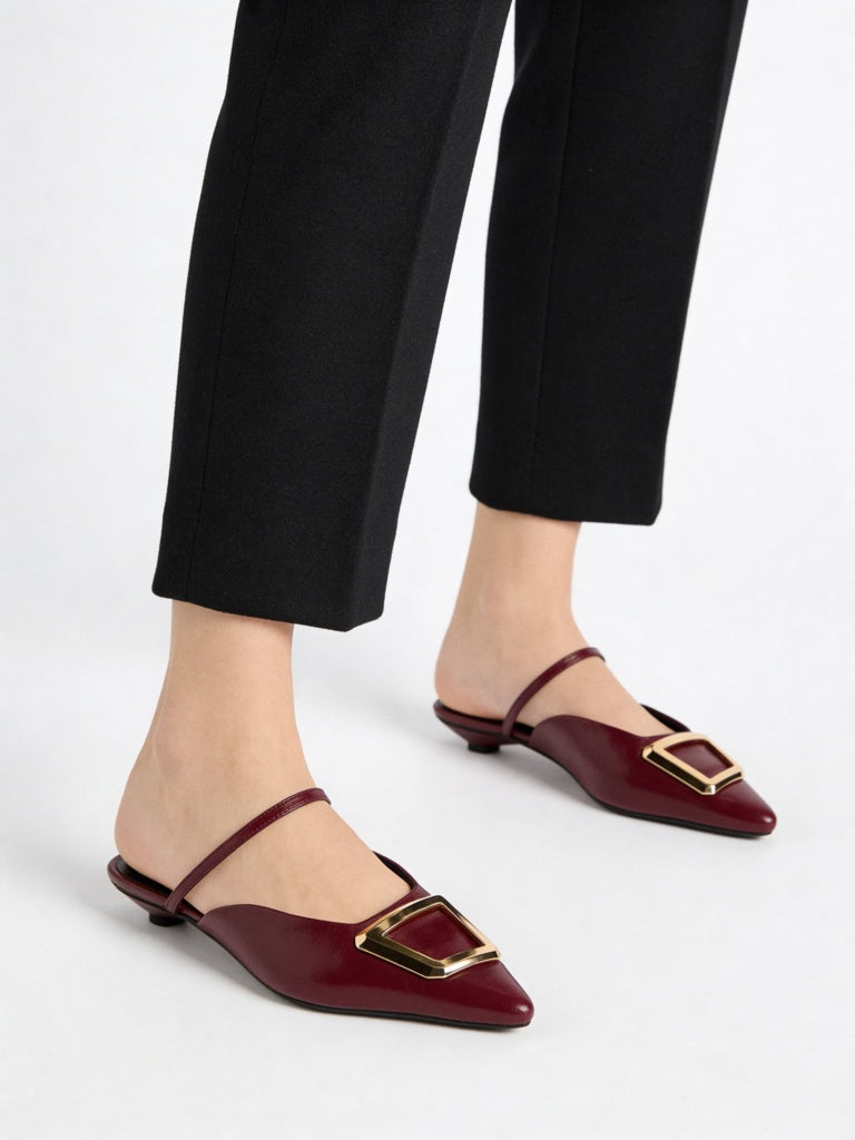 LUNA BLU Burgundy Heel Mules