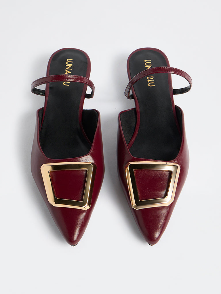 LUNA BLU Burgundy Heel Mules