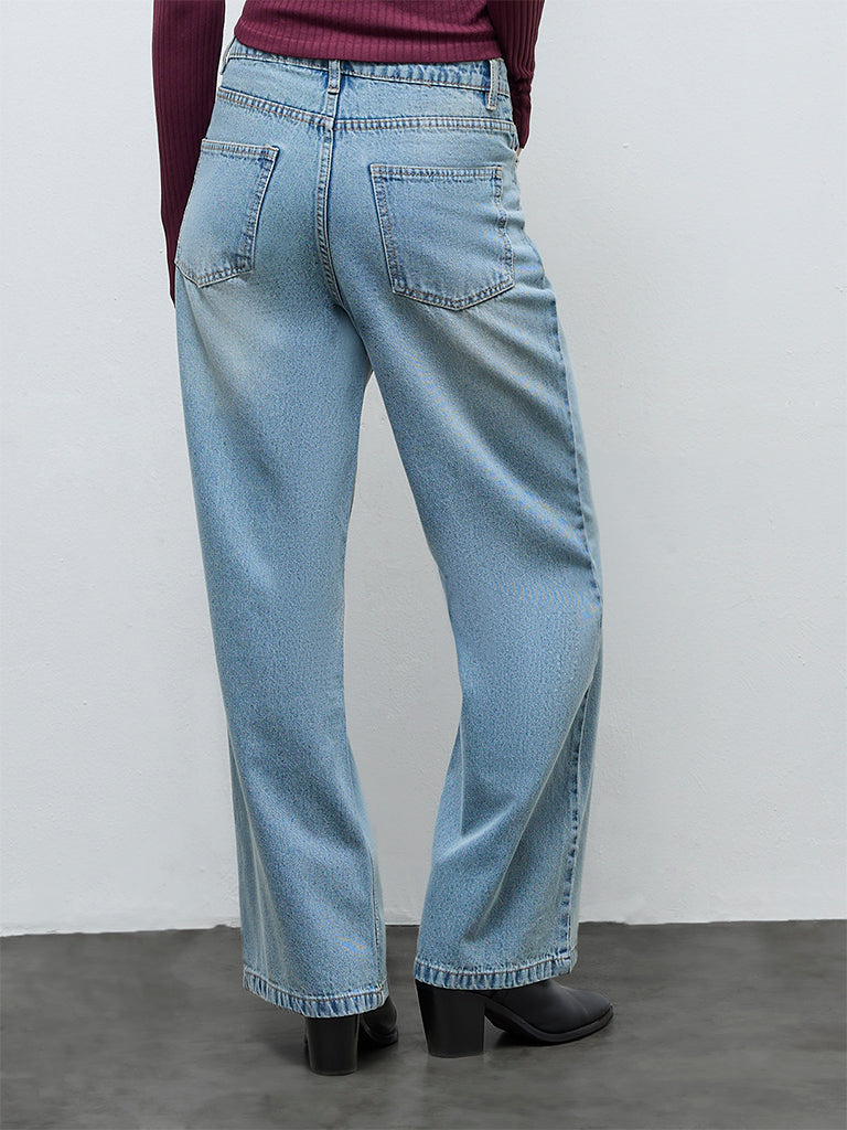 Nuon Light Blue Faded High-Rise Jeans