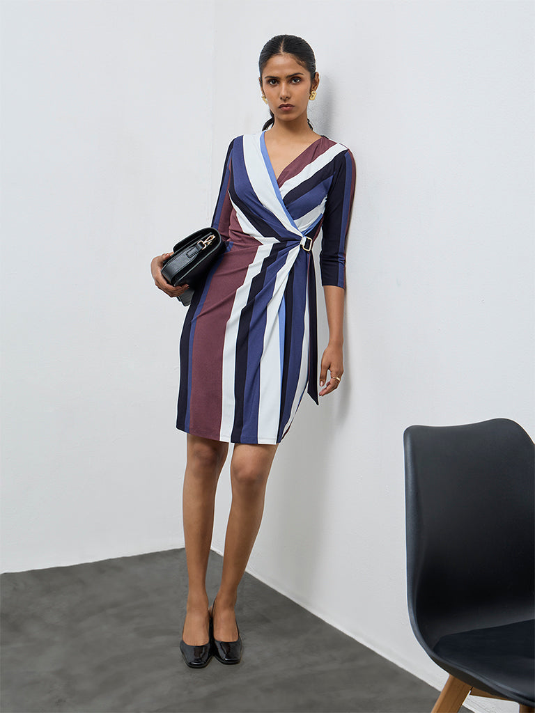 Wardrobe Multicolour Striped A-Line Dress
