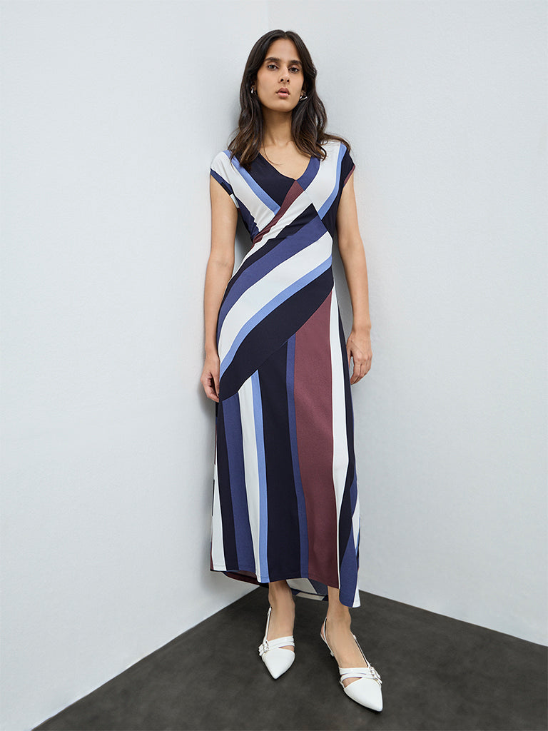 Wardrobe Multicolour Striped A-Line Dress