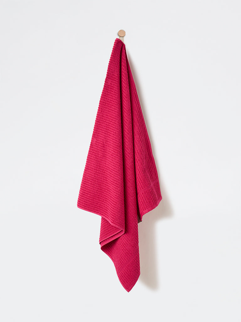 Westside Home Pink Self-Striped Bath Towel