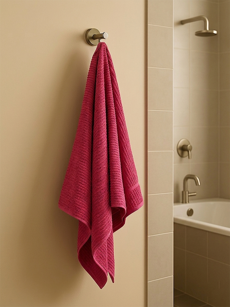 Westside Home Pink Self-Striped Bath Towel