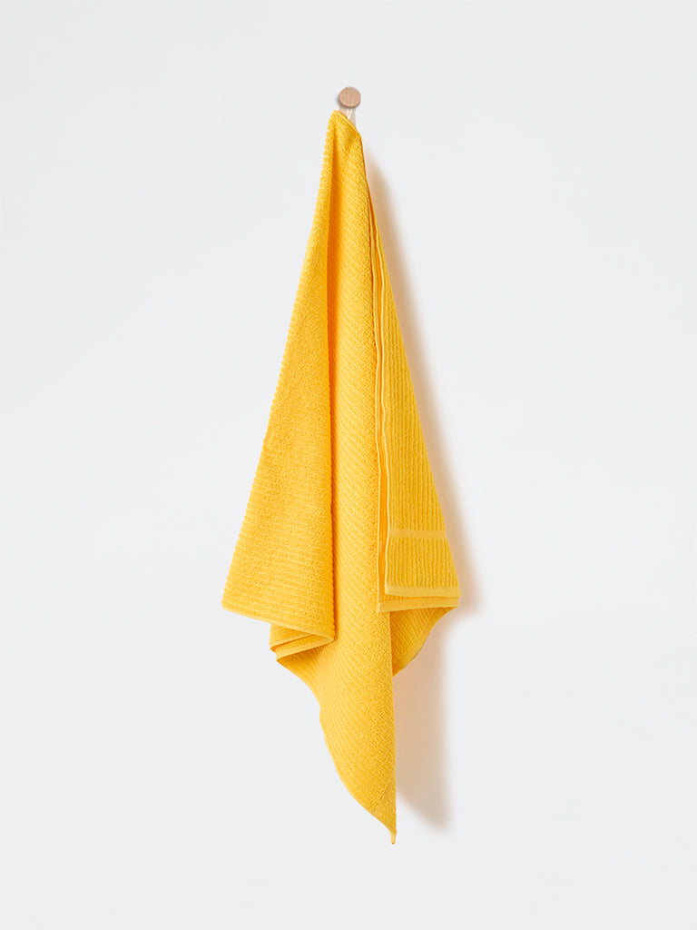 Westside Home Yellow Self-Striped Bath Towel
