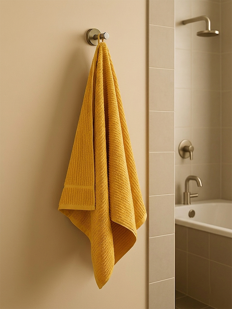 Westside Home Yellow Self-Striped Bath Towel