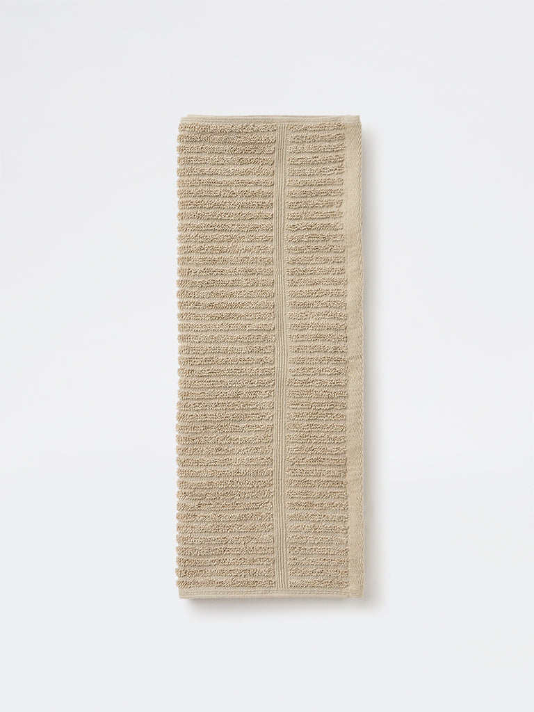 Westside Home Taupe Self-Striped Hand Towel