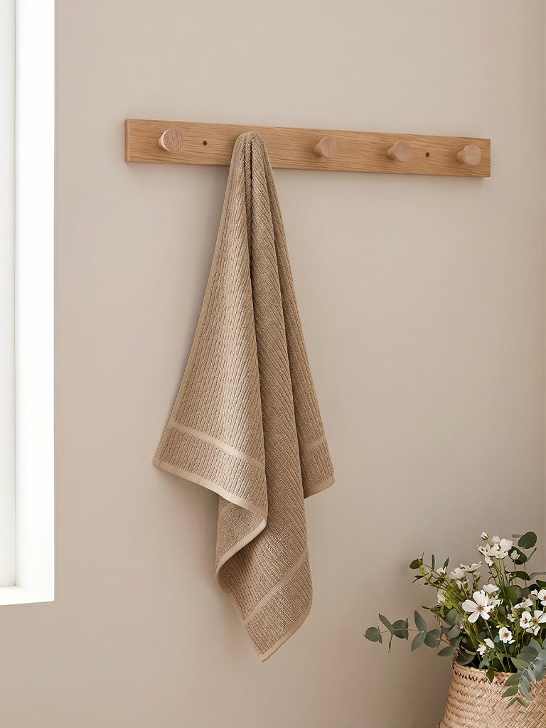 Westside Home Taupe Self-Striped Bath Towel